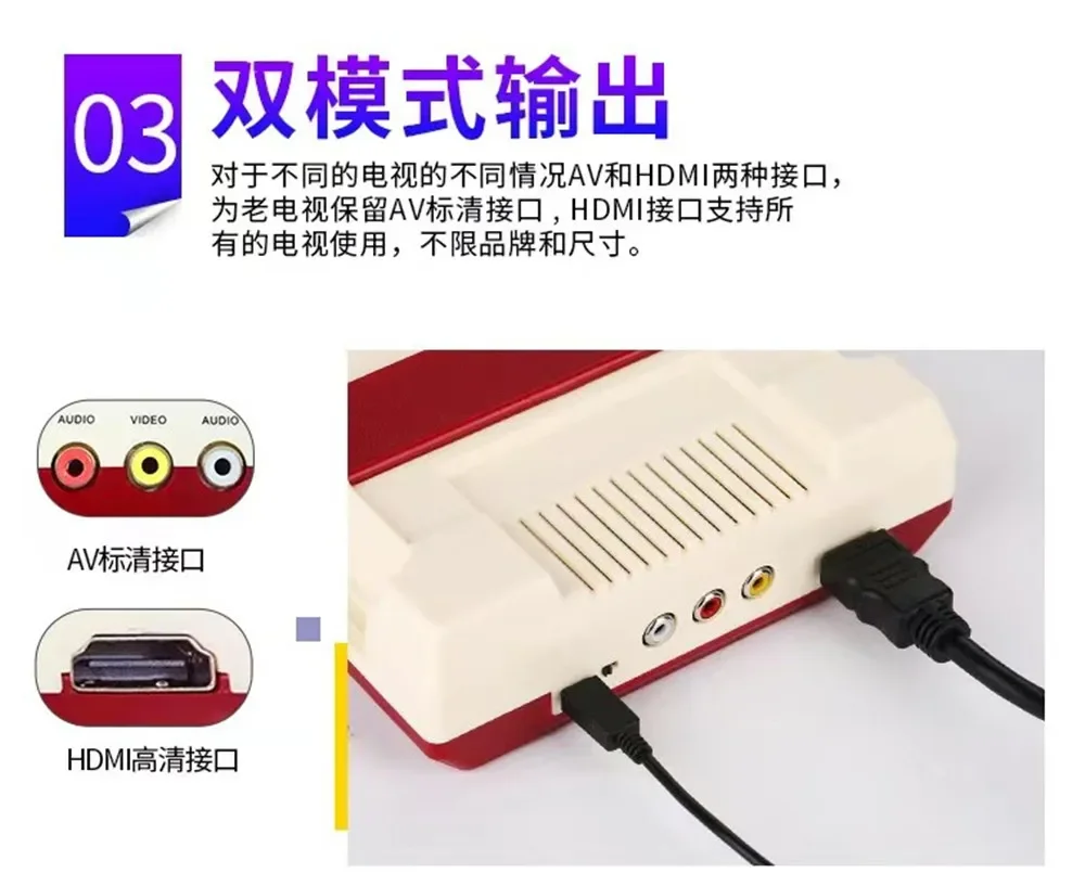 Console per videogiochi TV con uscita AV/HDMI retrò C-56 a 8 bit per giochi FC 121 integrati con 2 gamepad che supportano la cartuccia di gioco gialla