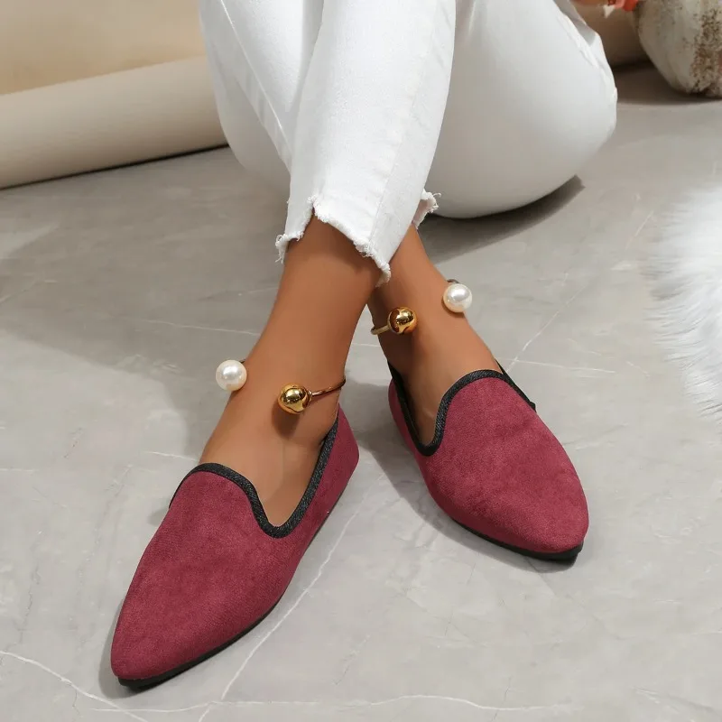 Large size soft-soled pointy fashion casual shoes women 2023 autumn and winter new-style slip-on comfortable single shoes