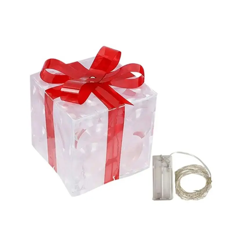 

AEE4-Рождественский светильник, подарочная коробка, светодиодный светильник, украшения для рождественской коробки, рождественская елка, украшения для домашнего газона