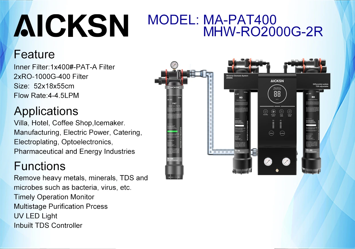 Premium Intelligent Electric RO Reverse Osmosis Water Purifier Super High Flow Rate Direct Drinking HD Plastic Household Hotels