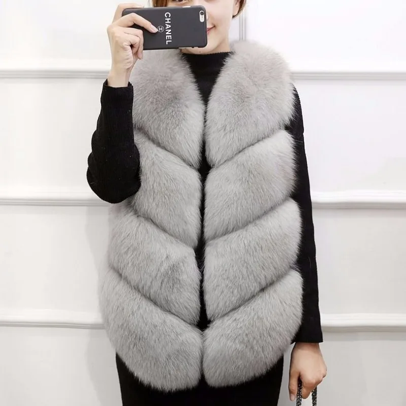 Fur Coat Women 2024 New Fur Vest Short V-neck Slim Patchwork Clothing