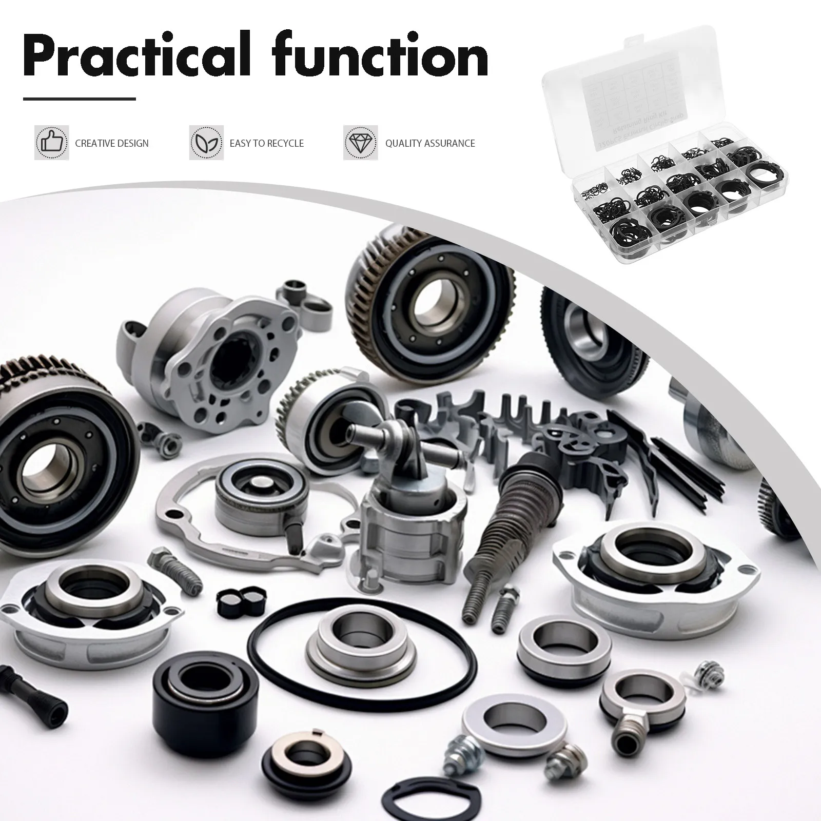320Pcs External Retaining Rings Assortment High Strength Steel Snap Ring Kit for Mechanical Shafts Automotive Industrial Use