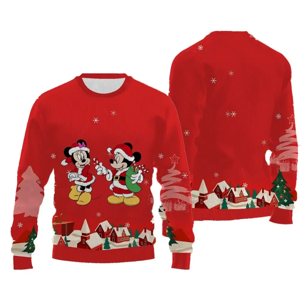 Long Sleeved Pullover for Women Disney Cartoon Character Funny Pattern Sweatshirt Casual Fashion Thick Style Christmas Sweater