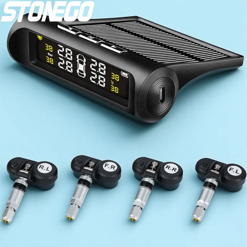 

Система контроля давления в шинах на солнечной энергии с ЖК-дисплеем, USB-зарядкой, внешними и внутренними датчиками, автоматической сигнализацией, цифровой TPMS для автомобилей