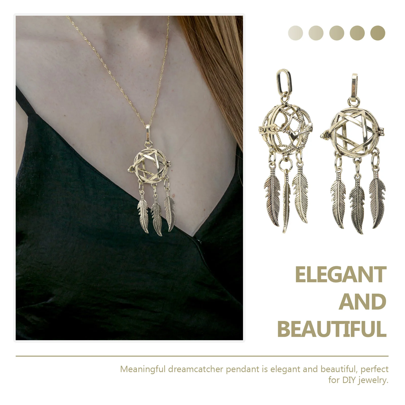 

2Pcs Beautiful Alloy Dreamcatcher Pendant Essential Oil Pill Jewelry Decoration