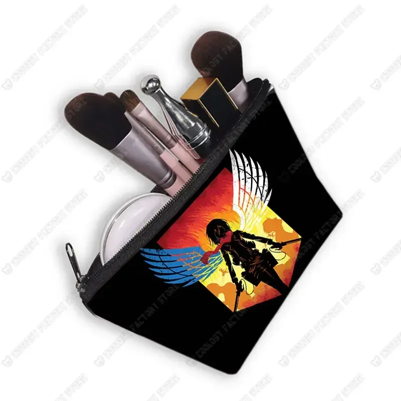 Anime Attack on Titan Cosmetic Bag Women Makeup Bags Levi Mikasa Eren Ladies Cosmetic Cases Jewelry Organizer