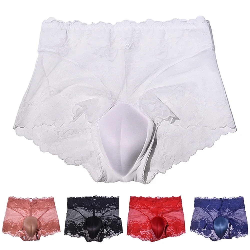 

Men Underwear Sexy Lingerie Boxer Shorts Knickers Lace Sissy Sexy Tоy Mens See Through Panties Bulge Pouch Briefs Men's Clothing