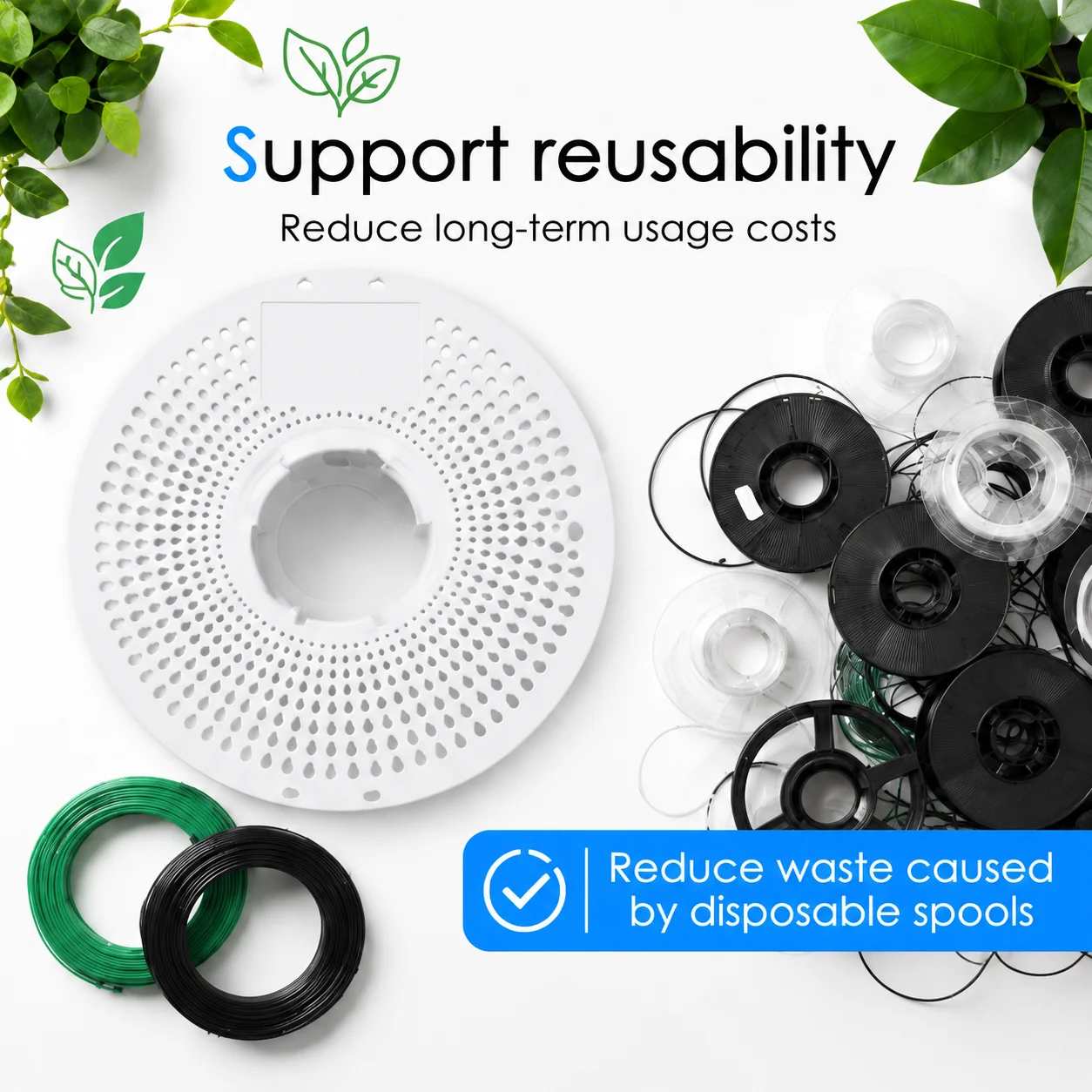 LANDU Reusable Spool Easy to Use for Bambu Lab 3D Printer Filament Refill Quick Swap Spool Holder Eco-Friendly Save Resources 2
