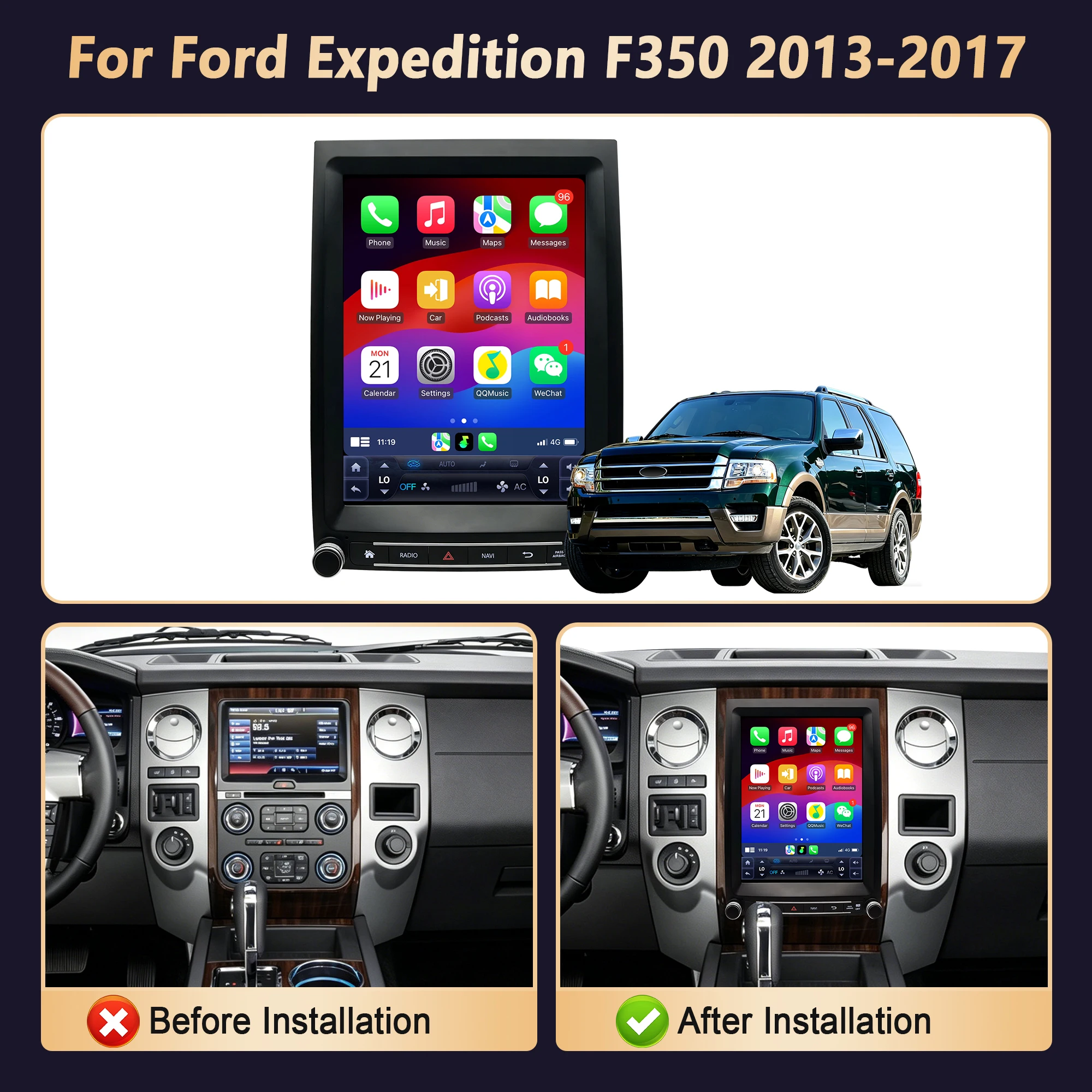 12.1inch Car Radio For Ford Expedition F350 2013-2017 4G Head Unit Wireless Bluetooth CarPlay