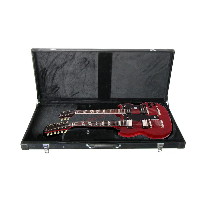 Double-headed electric guitar case Double-headed electric guitar leather case Double-neck electric guitar case