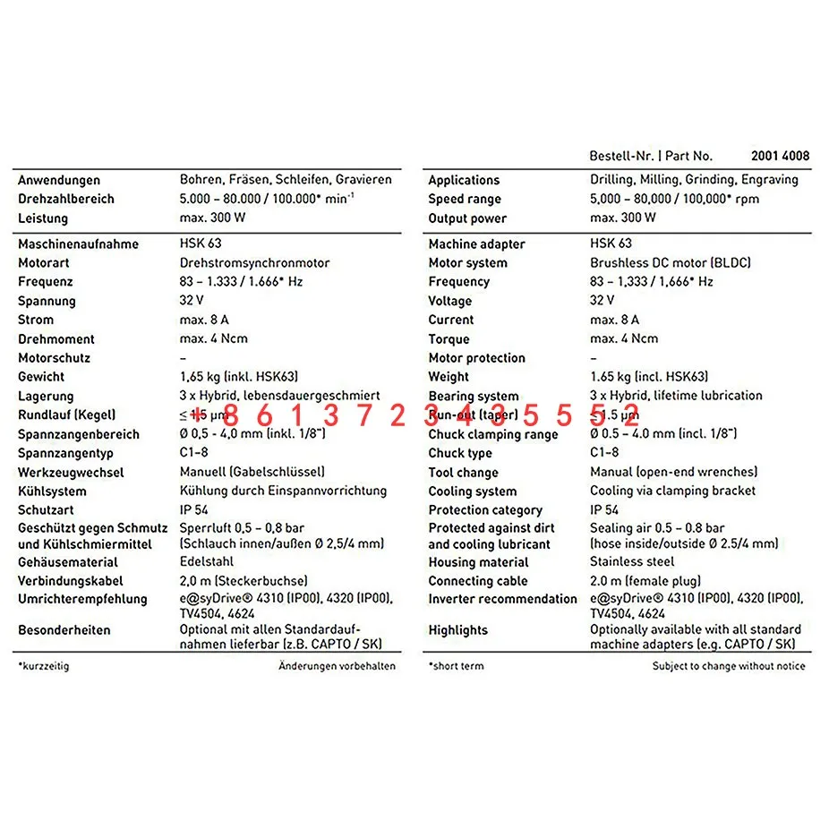 SycoTec-husillo central compuesto de torneado y fresado, portaherramientas HSK, mecanizado de alta precisión, 4015 DC-R-HSK63, Kavo