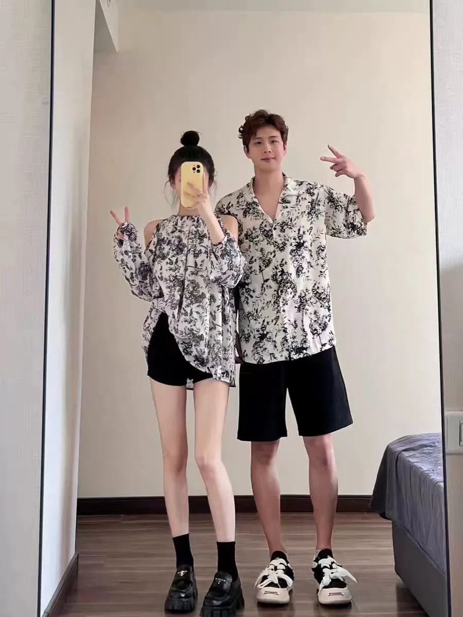 Couple's Beach Vaion Summer ort Sve irt Women's Strap Dr Southeast Asian Sle Spring Summer Seasonal Clothing