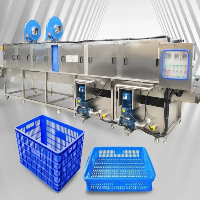 Custom Commercial Basket Washing Machine Industrial Crate Clean Basket Tunnel Wash Equipment