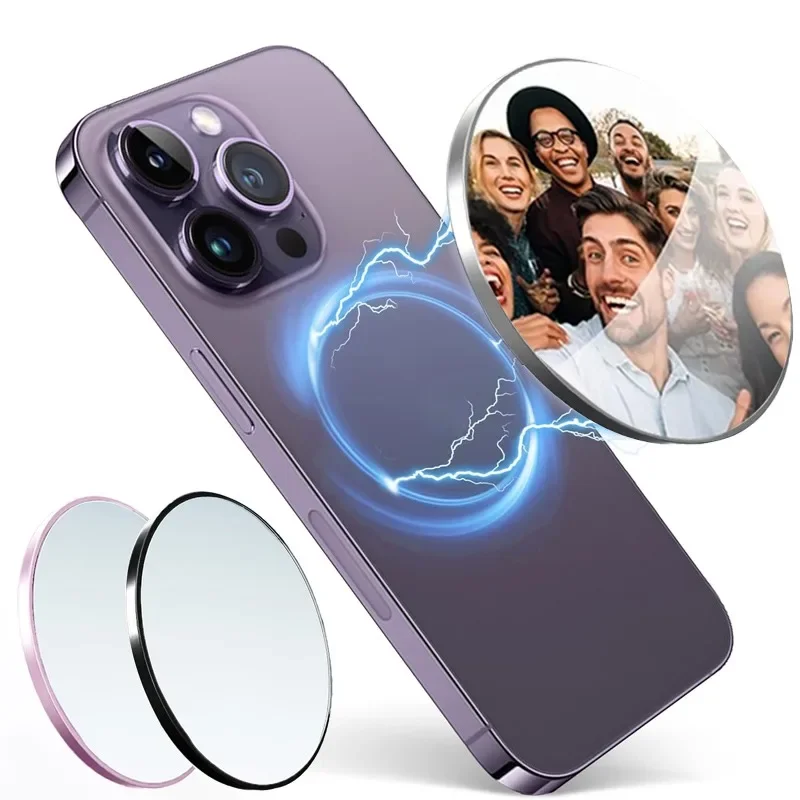 Metal Magnetic Selfie Mirror Mobile Phone Rear Camera Filter High Definition Magnetic Suction Reflective Selfie Reference Mirror