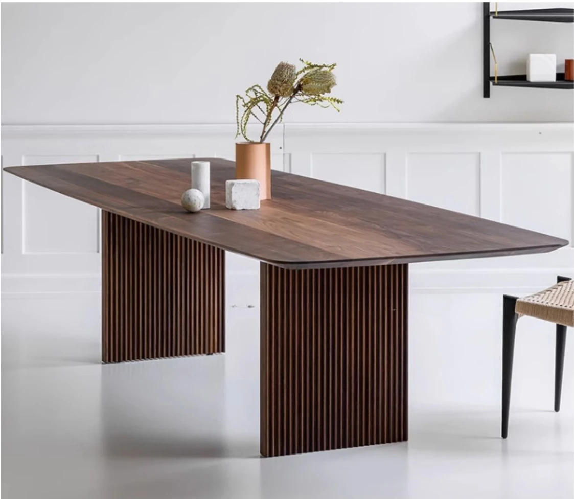 Nordic black walnut minimalist dining table modern light luxury cherry wood all solid wood small apartment rectangular