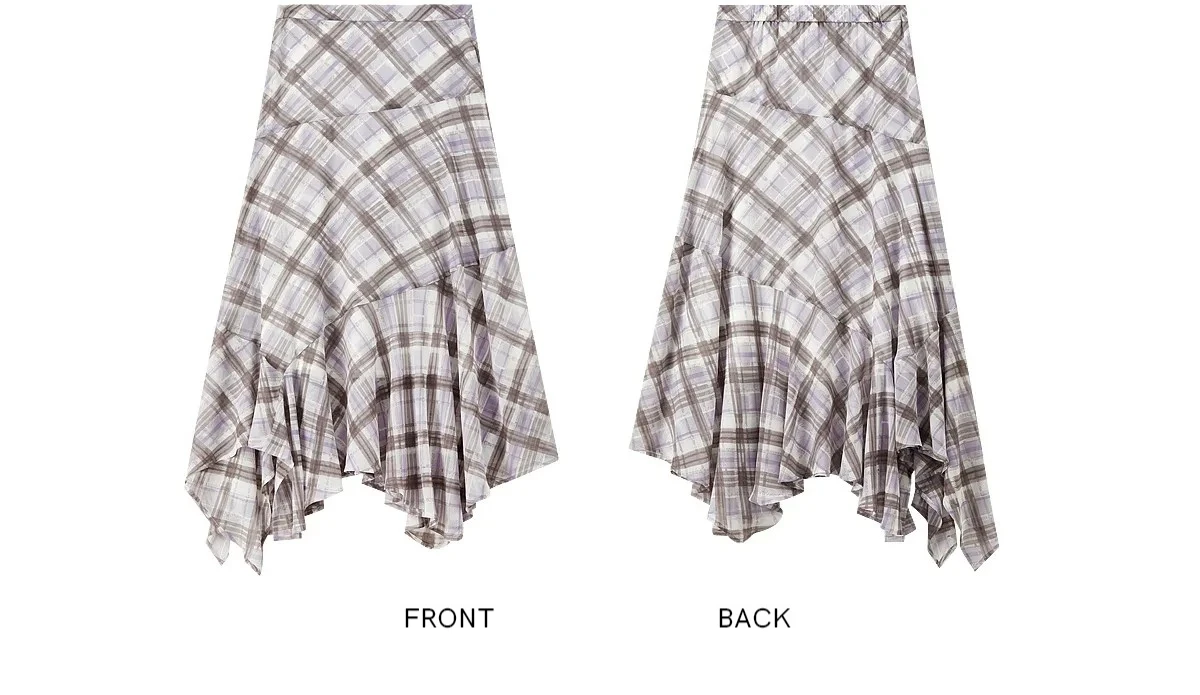 SENTUBILA Damen Sommer Karierter Rock 2026 Neuer Unregelmäßiger Gelber Langer Meerjungfrauenrock Damenkleidung Alltagsoutfit 162QK7007 – Detail 32