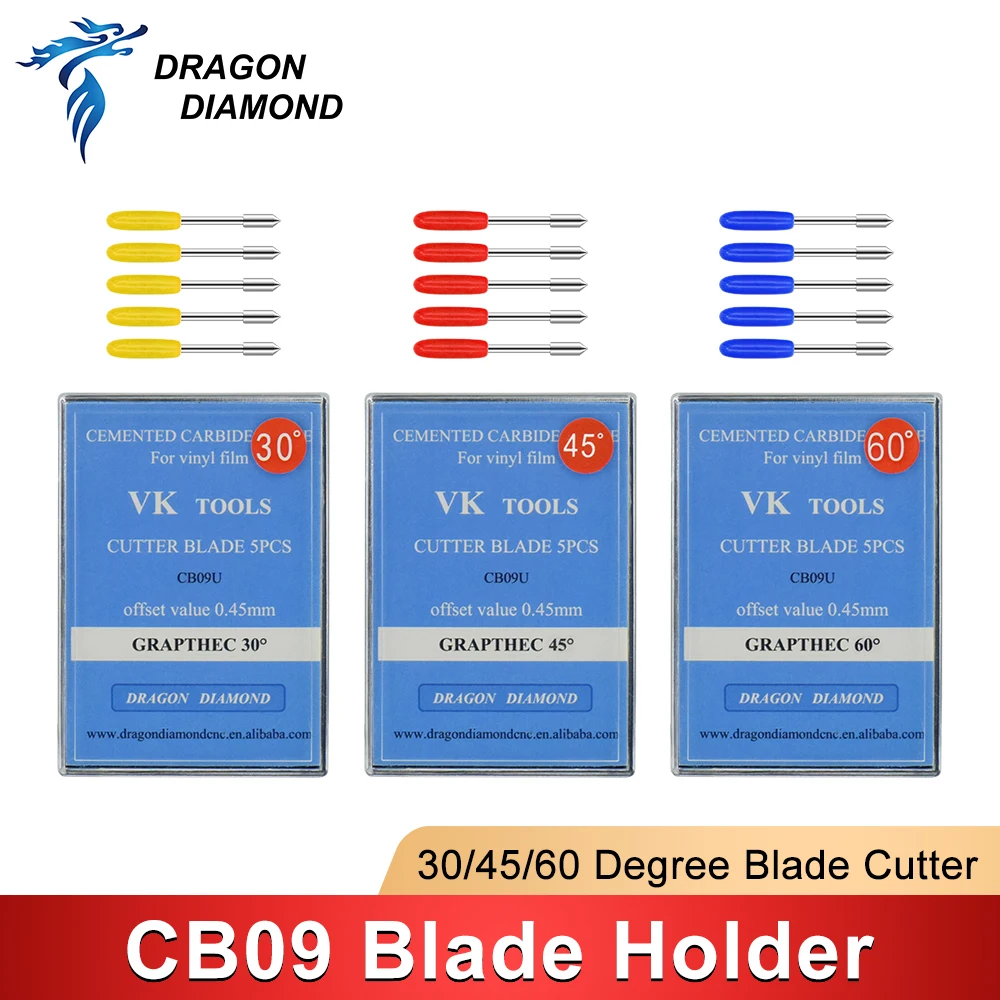 DRAGON DIAMOND 5/10 PCS 30/45/60 Degree CB09 Cutting Blades 1Pc Graphtec CB09 Blade Holder For Vinyl Plotter Cutter