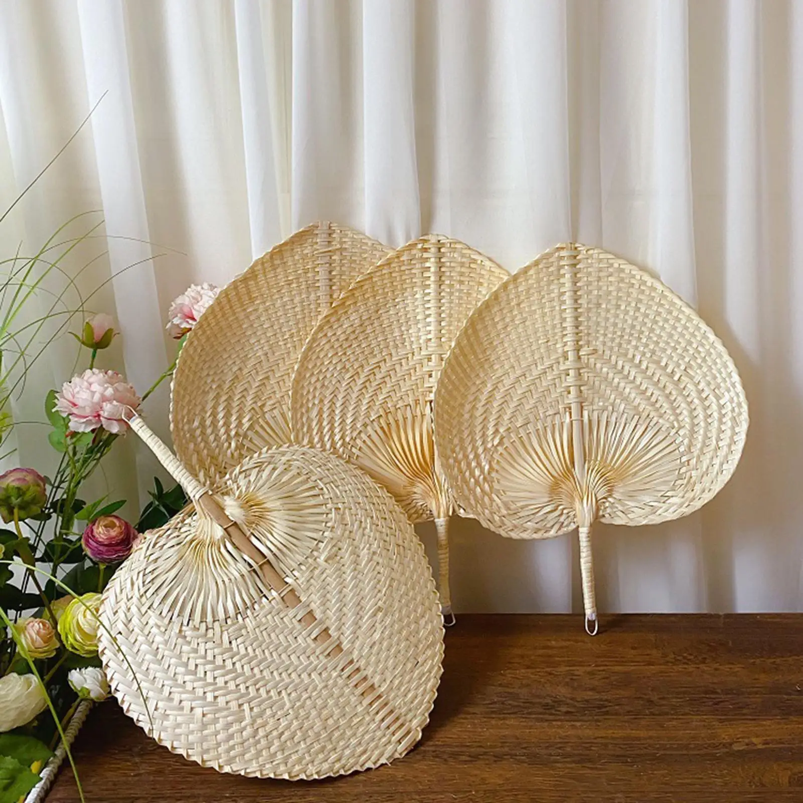Hand Fans Hand Made Fan Rattan Decoration For Wedding Natural Palm Leafs Woven Fans Wall Art Decor For Farmhouse Ornaments