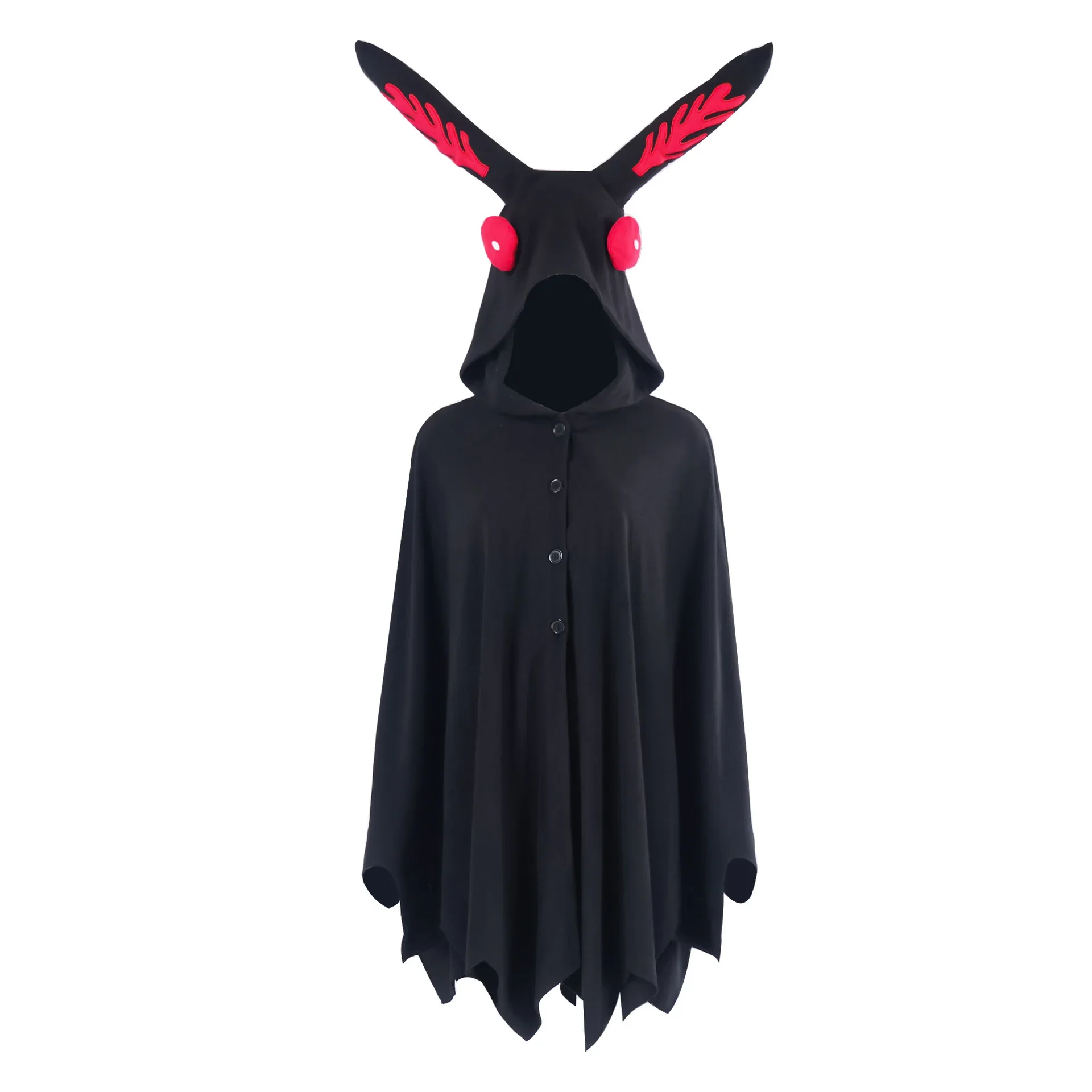 黒モスマンマントコスプレ衣装フード付きマント衣装アニメ黒恐ろしい蛾ケープハロウィンパーティー衣装大人のための衣装