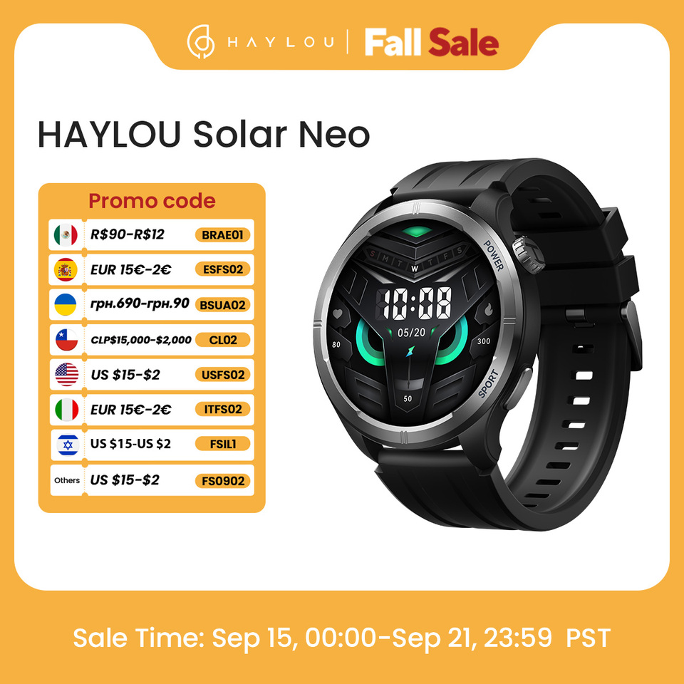  HAYLOU Solar Neo Smart Watch 1.53'' HD Display Bluetooth Call 24H Health Monitoring Smartwatchs Men Women Smart Sport Watchs 