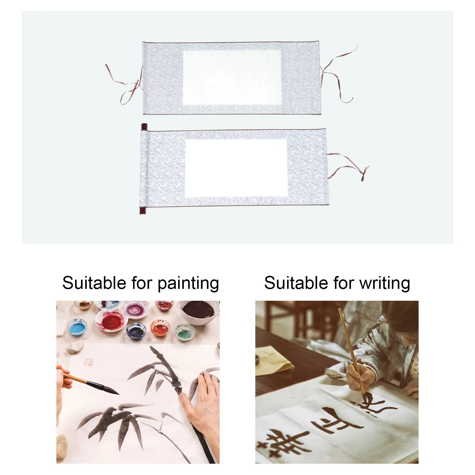 

2Pcs Blank Painting Scroll Chinese Calligraphy Paper Durable Portable Writing Drawing Practicing Supply Hanging Scroll Art