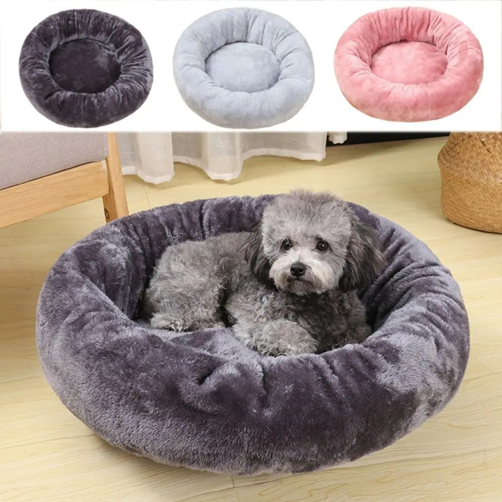 Comfortable Round Dog Kennel Winter Cat House Soft Cloth/Plush Warm Dog Sleeping Bed Warm Round Plush Dog Sofa Baskets Spring