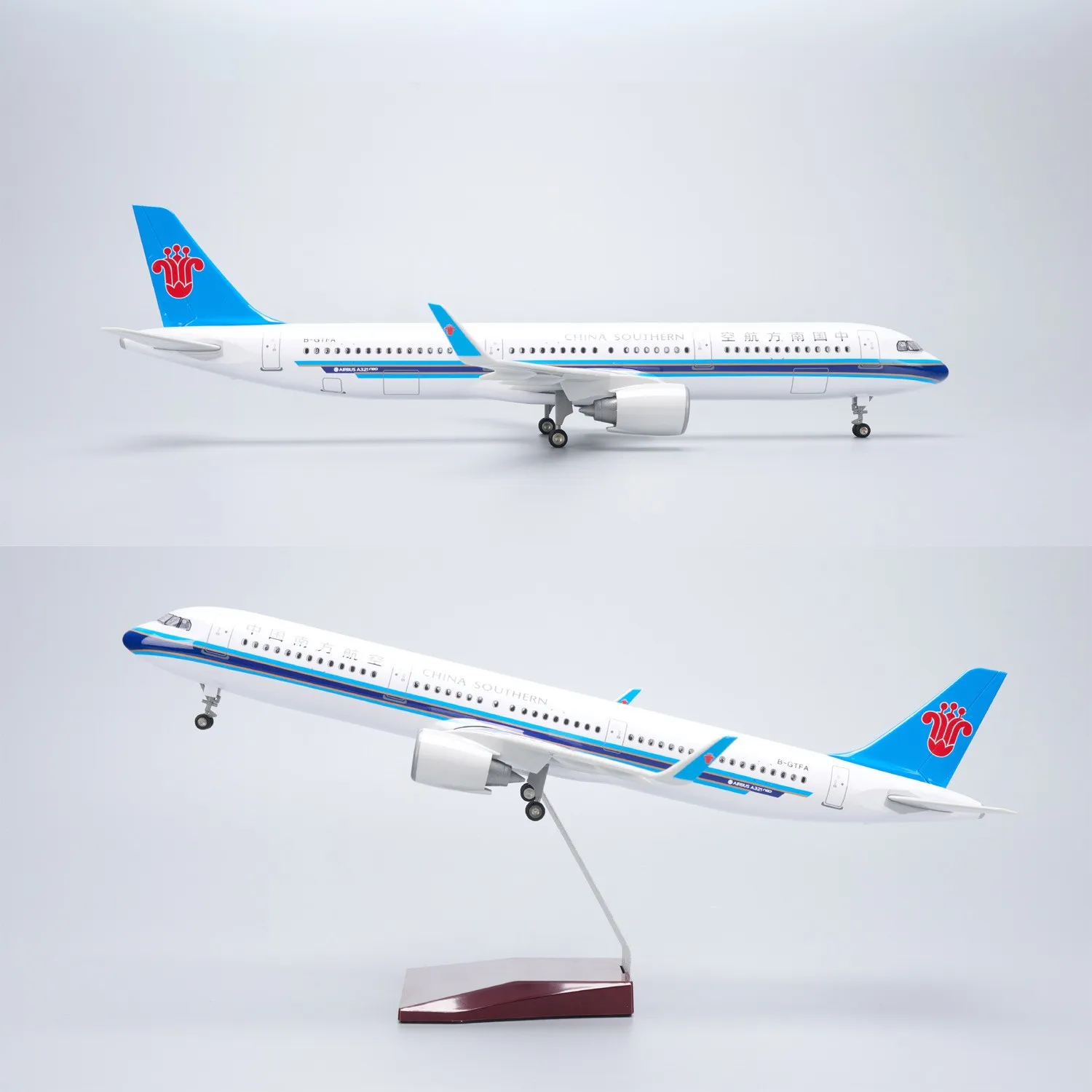 Modèle d'avion à l'échelle 1/100 A321 neo China Southern, avion jouet en résine de 44CM avec support et roues pour collection ou cadeau pour adulte