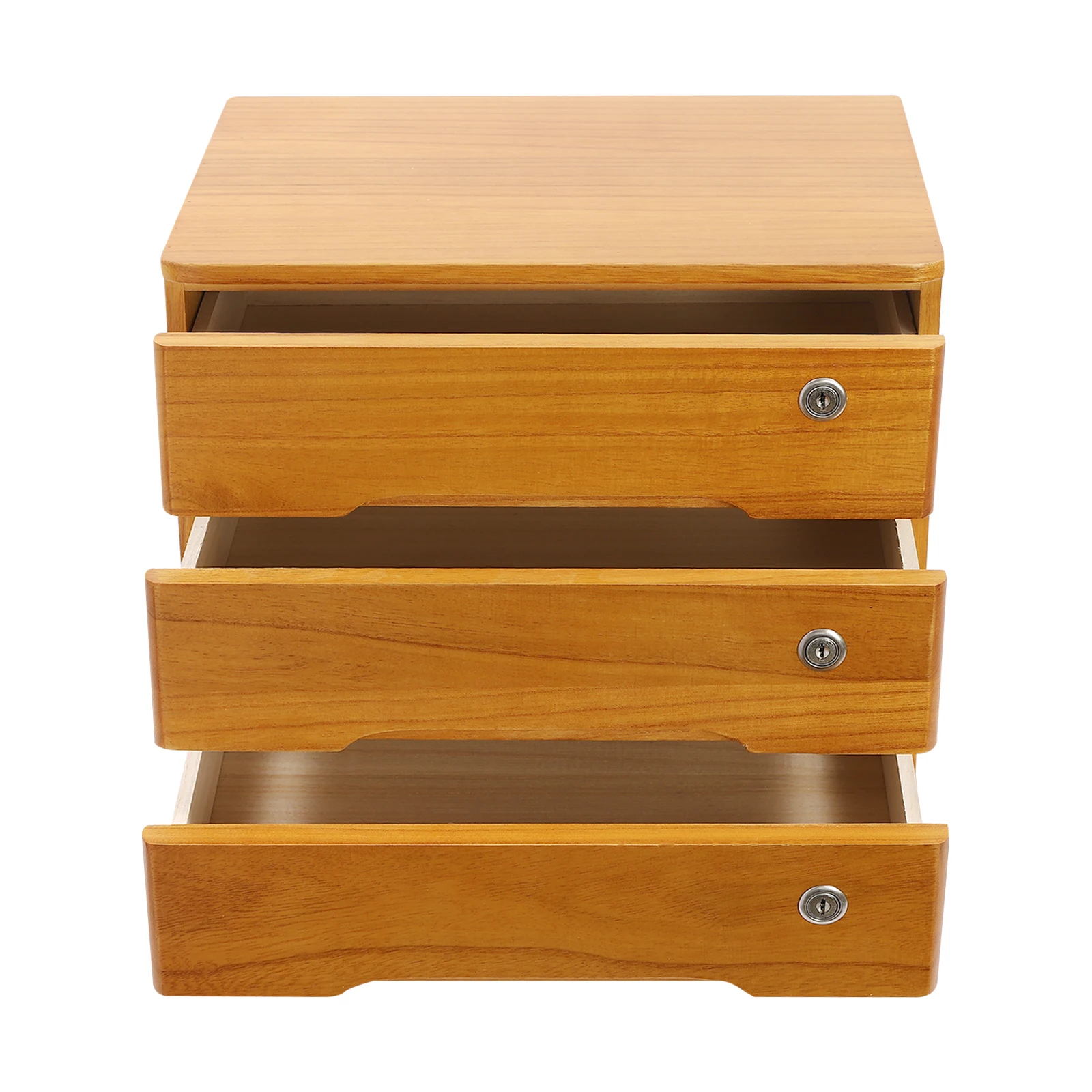 

3-Tier Wooden Desk Organiser with Drawers Home Workplace Office Supplies Wooden Desk Storage Box Organiser Lockable