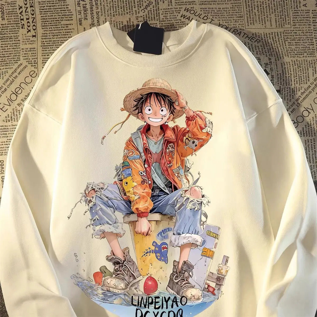 새로운 원피스 스웨트 남성용 일본 애니메이션 주변 장치 긴 소매 라운드 넥 얇은 자켓 Monkey·D·Luffy Holiday Gift