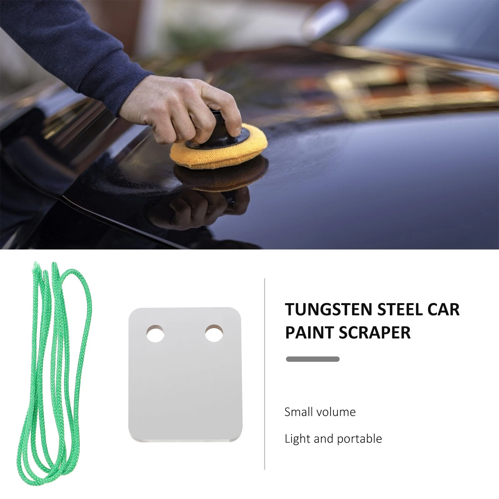 

1pc Tungsten Steel Car Paint Scraper Grey Small Size Long Lasting Durable Drop Resistant With Hanging Hole For Storage