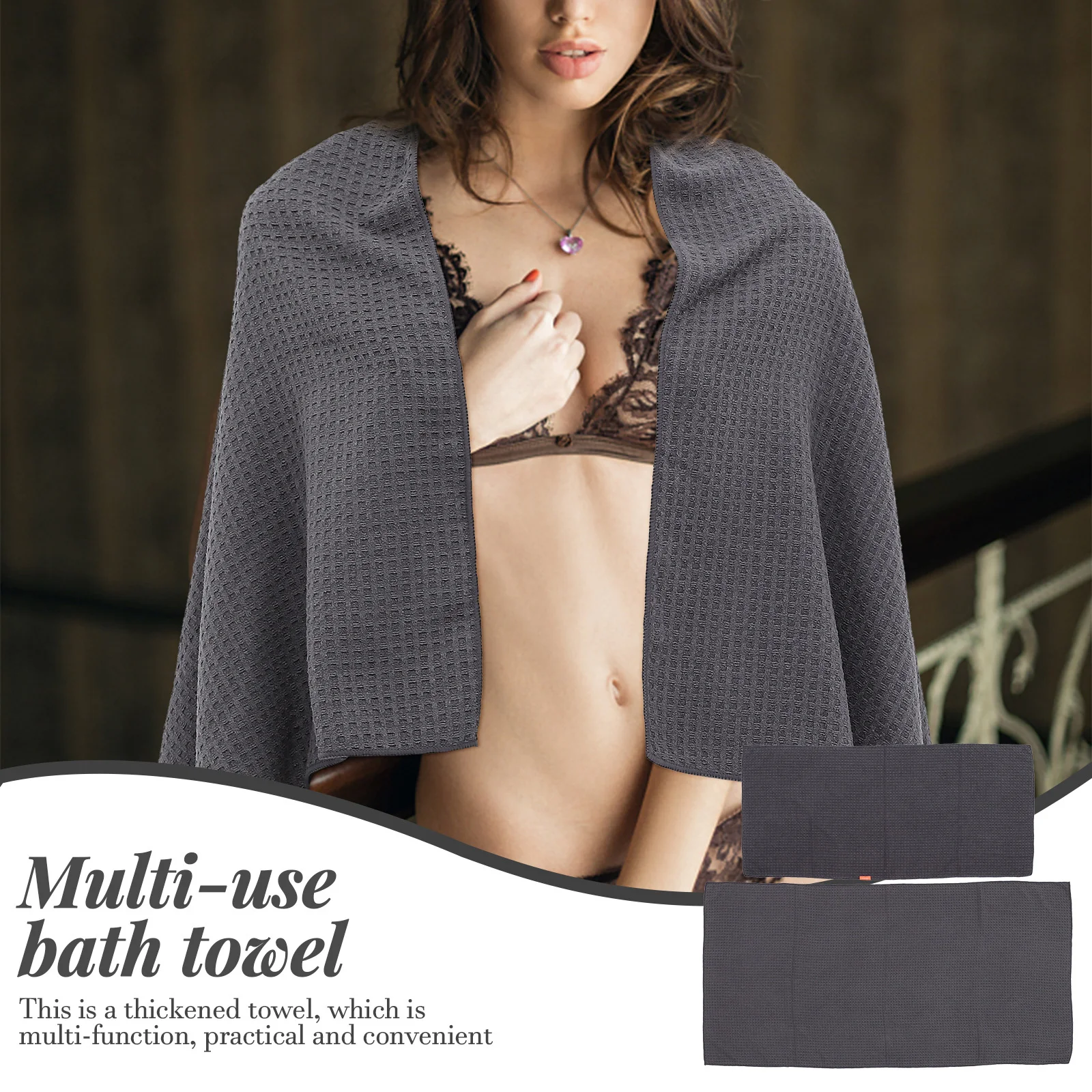 

2Pcs Waffle Bath Towel Large Household Quick Dry Supple No Fading Thickened Bath Towels Household Towels