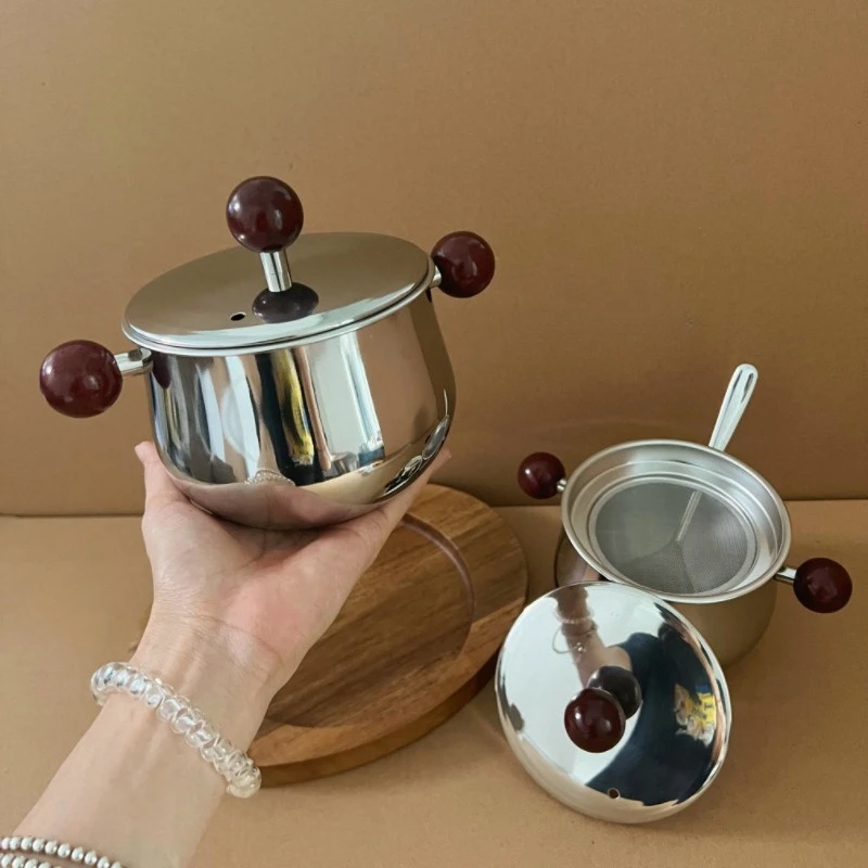 For 304 Stainless Steel Cooking Oil Pot Lard Container with Lid Spoon Kitchen Seasoning Box