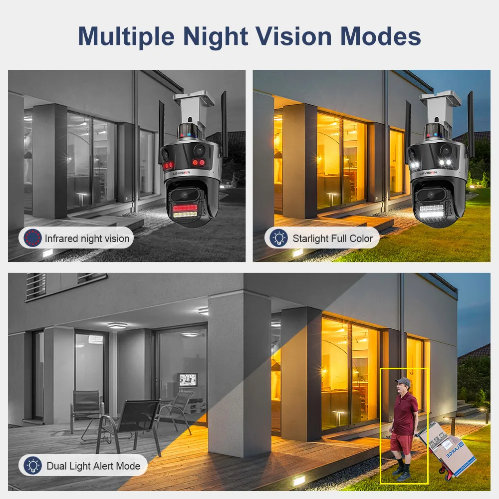 Imagem -05 - Vision-câmera ip Externa com Wi-fi Auto Rastreamento Ptz Vigilância por Vídeo de Segurança Vermelho Icsee Alarme de Luz Azul 6k Ecrã 12mp ls