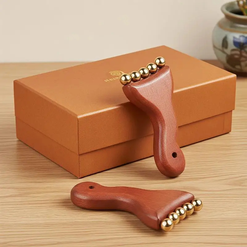 Meridians Massage Comb Copper Sandalwood Meridians Comb Needling Guasha Scalp Massage Brush Relax Body Massager