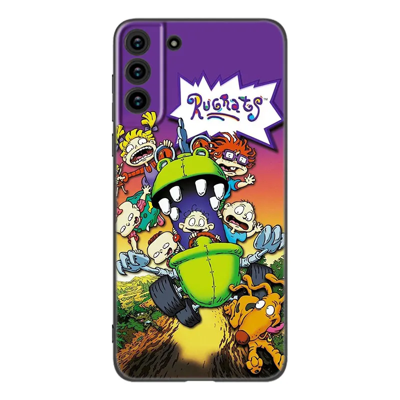 Cartoon R-Rugrats Black Silicone Phone Case For Samsung Galaxy S23 S21 S20 FE S24 S22 Ultra S10E S10 S9 S8 Plus