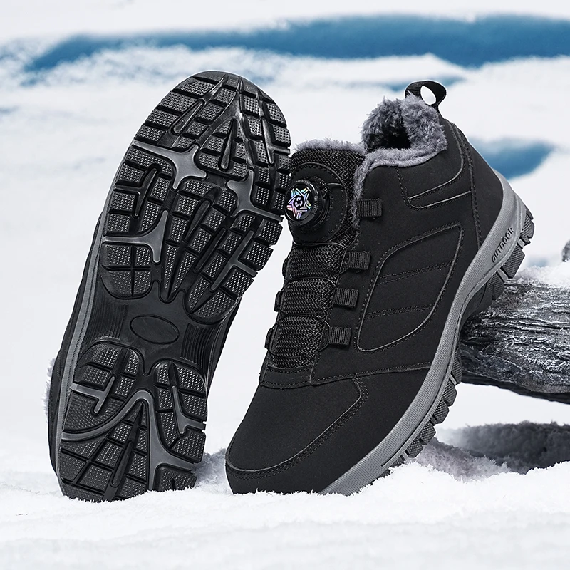 Men Winter Snow Boots Plus Size 39‑48 Warm Plush Lining Non Slip Wear Resistant Sole Outdoor Hiking Casual Ankle Footwear For Co