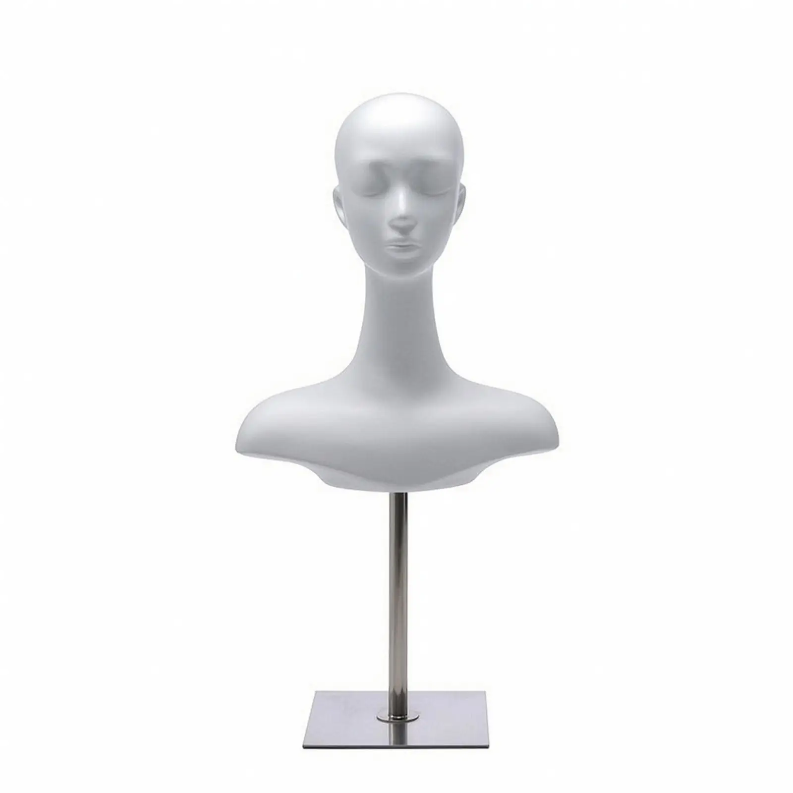 Versatile Mannequin Head Display Stand with Square Base for Wig Sunglasses Necklace Scarf Showcase