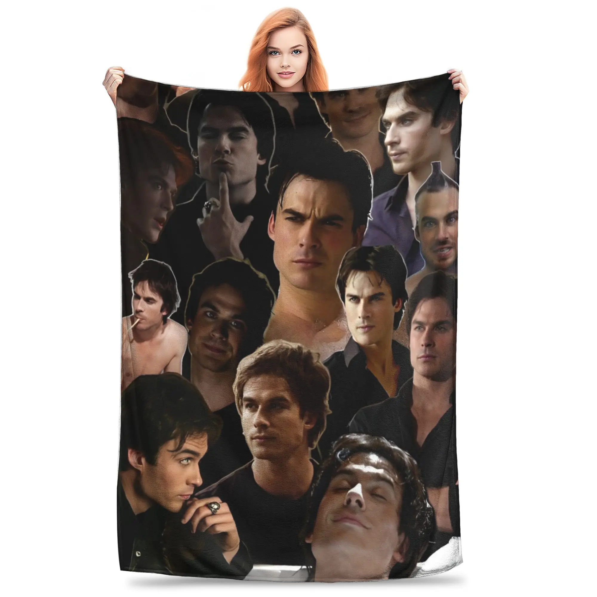 Damon Salvatore Blanket The Vampire Diaries Fuzzy Vintage Warm Throw Blanket for Bedspread Autumn/Winter