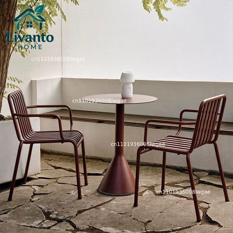 

Nordic outdoor courtyard, wrought iron balcony cafe, milk tea shop Internet celebrity table and chair combination