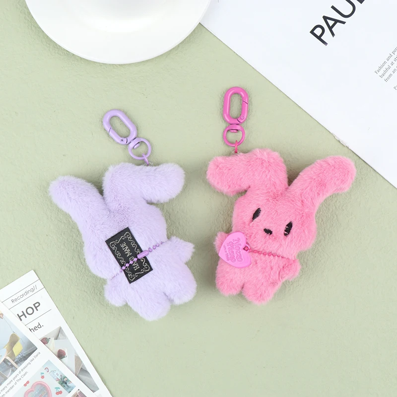 1pc Cartoon Rabbit peluche portachiavi simpatico coniglietto bambola ciondolo portachiavi zaino Charms decorazione auto accessori borsa