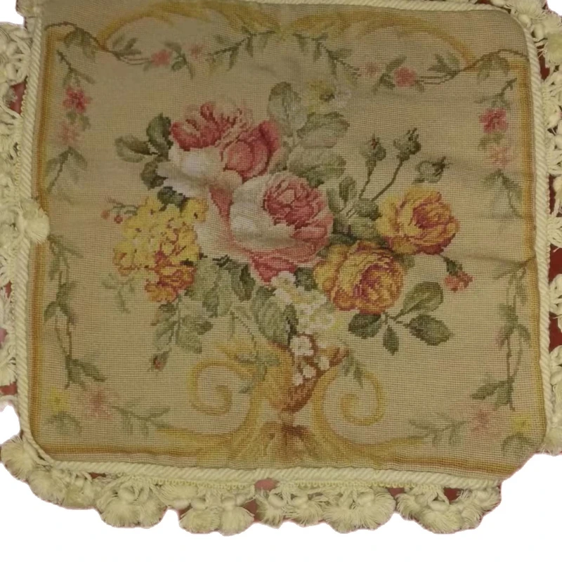 

15K 16"X16" Needlepoint pillow, handmade cushion with floral designs no insertion