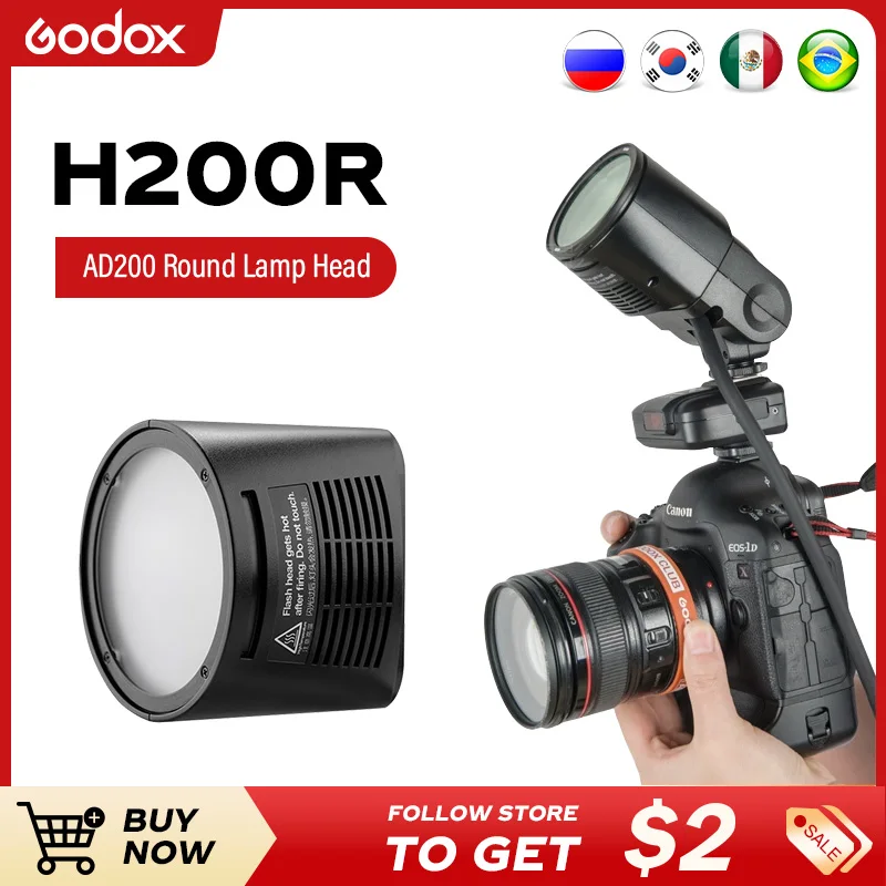 

Godox H200R Ring Flash Head Portab Extension Head Portable with Spiral Tube for Godox AD200 AD200PRO Flash Photography