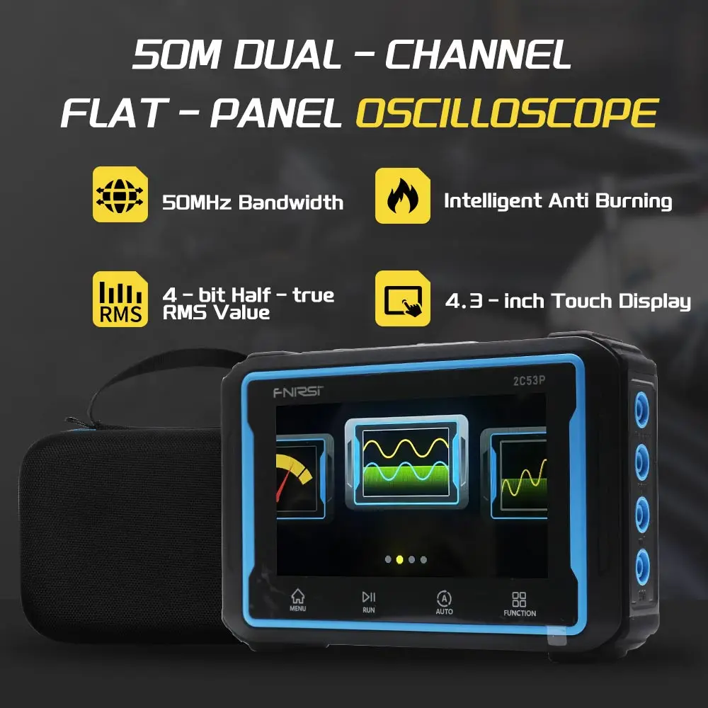 

Dual Channel Oscilloscope 3 in 1 Waveform Signal Analysis 2C53P 50MHz 250Ms/S 19999 Counts Multimeter Signal Generator