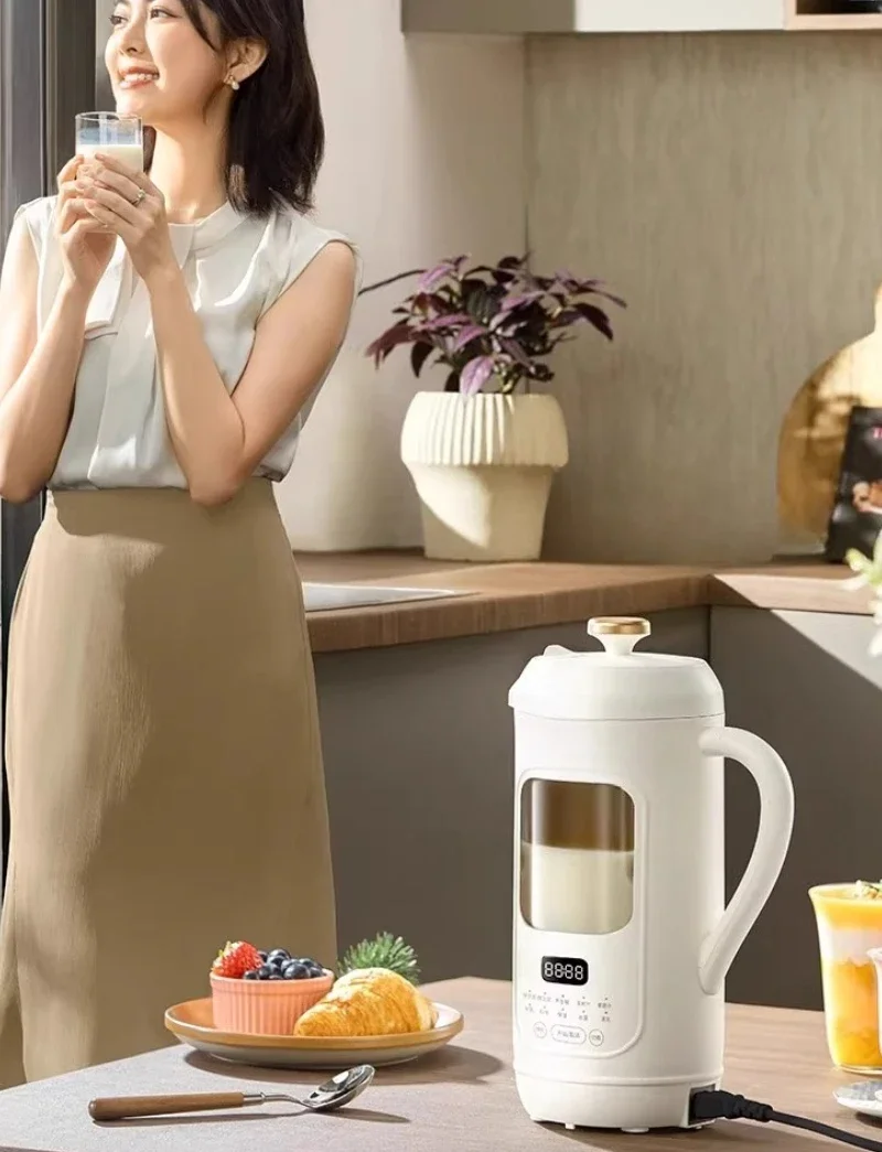 220V Soybean Milk Machine Wall Breaker Household Full-automatic Low Noise Visual Filter Free Mini Juice Extractor