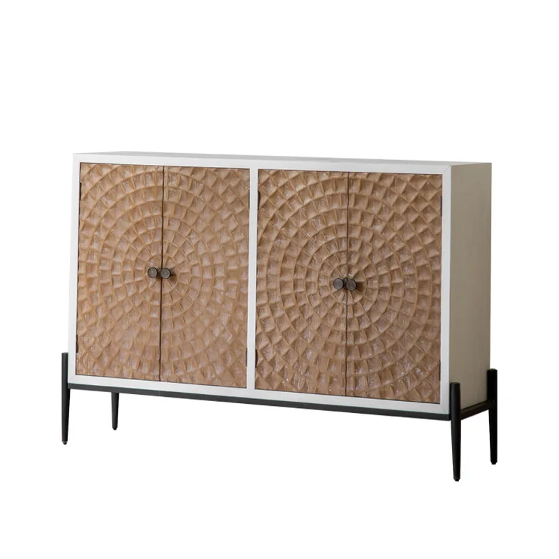 

Creative jointless pine integrated cabinet hotel lobby medieval coffee table villa entry atmosphere