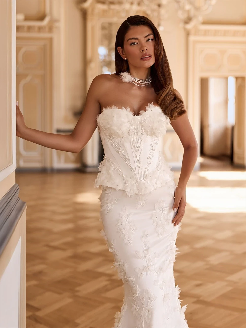 

Customized Boho White Organza Bridal Gowns Dreamy Sweetheart Sweetheart Wedding Dress Sexy Mermaid Court Train Vestido De Novia