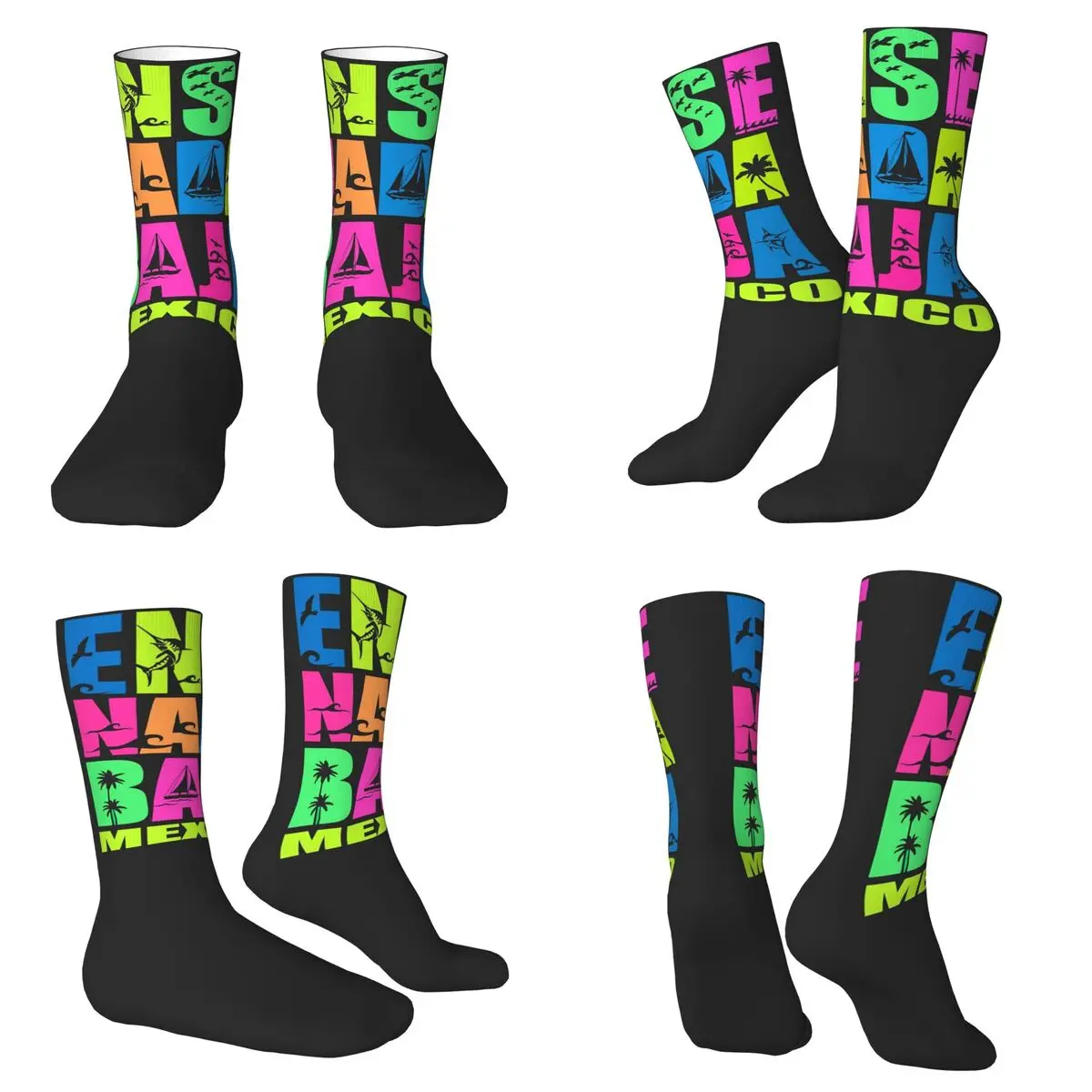 

Носки Ensenada Baja Mexico, чулки в стиле Харадзюку, всесезонные длинные носки, аксессуары для мужчин и женщин, рождественские подарки