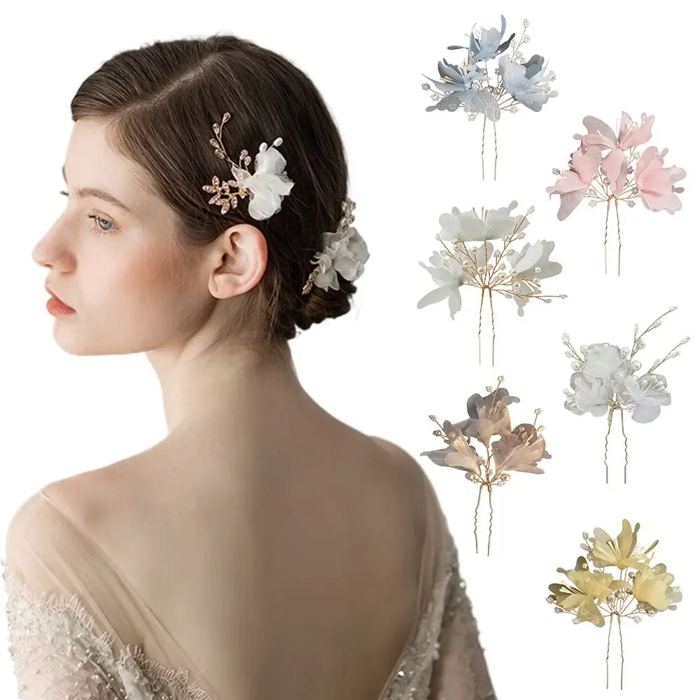 Pinzas para el cabello en forma de U Vintage, tocado Vintage de flores de malla, joyería para el cabello, regalo de boda nupcial