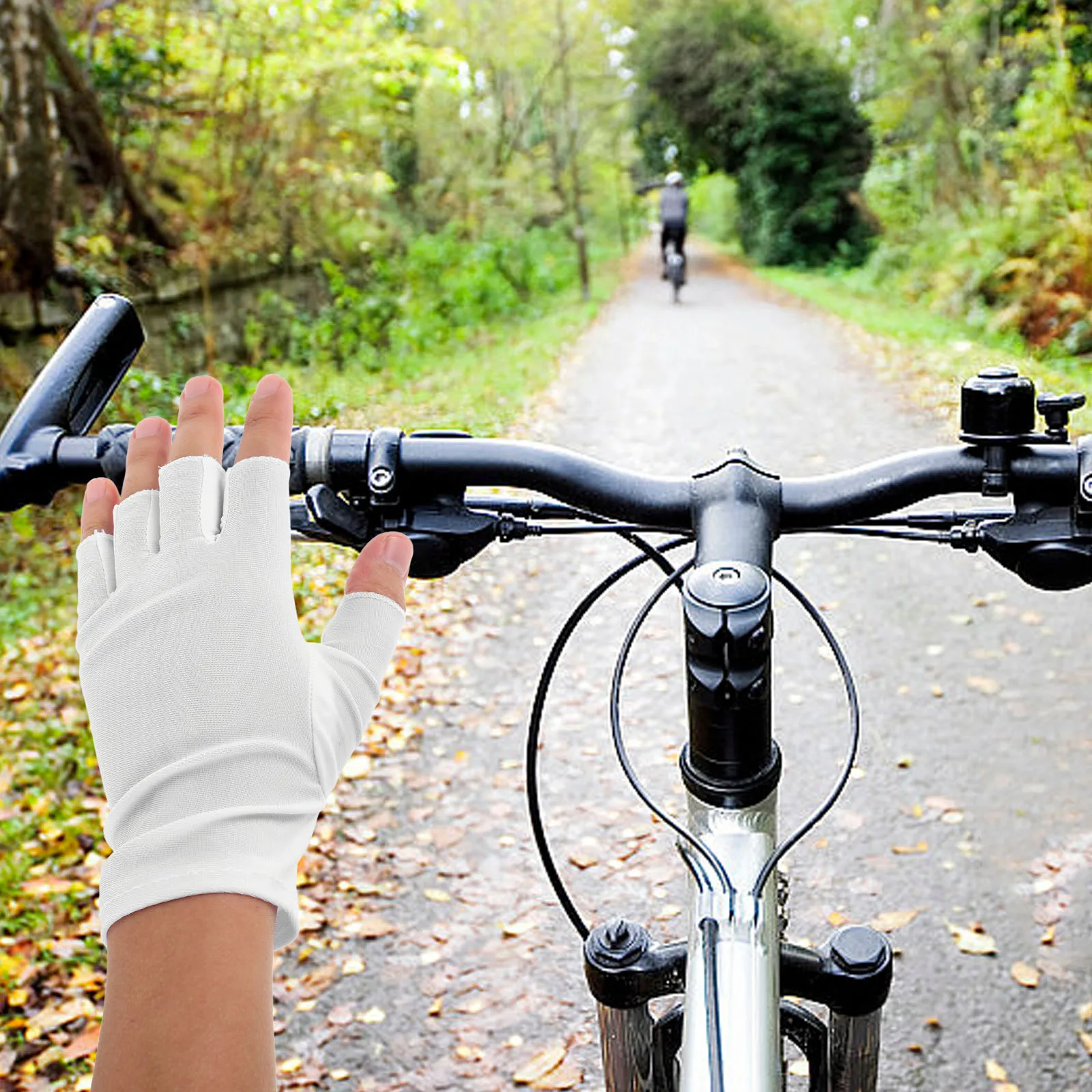 

1 Pair Sun Protection Fingerless Gloves Chinlon Material Elastic Lightweight Breathable Touchscreen Compatible Hand
