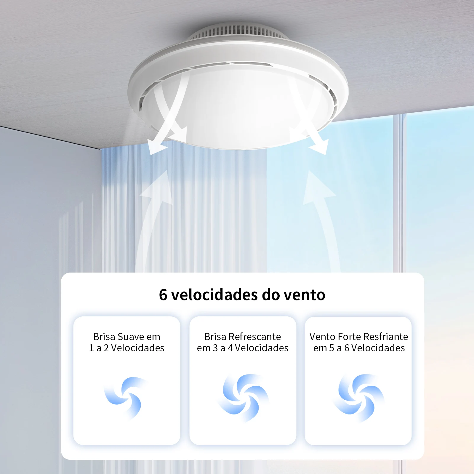 Ventilador de Teto com Lâmpada e Controle Remoto Tuya